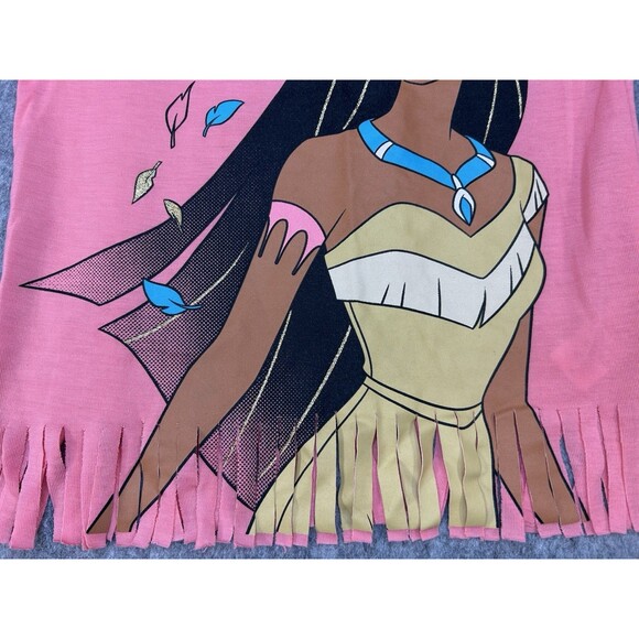 Disney Princess Pocahontas Fringed Pink T Shirt Free Spirit Girls Size 6 - Picture 2 of 6